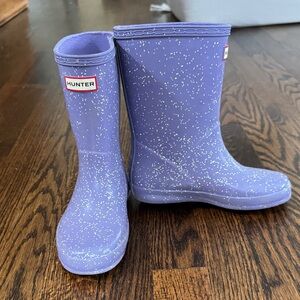 Size 12US Hunter Lavender w/Glitter Rain Boots